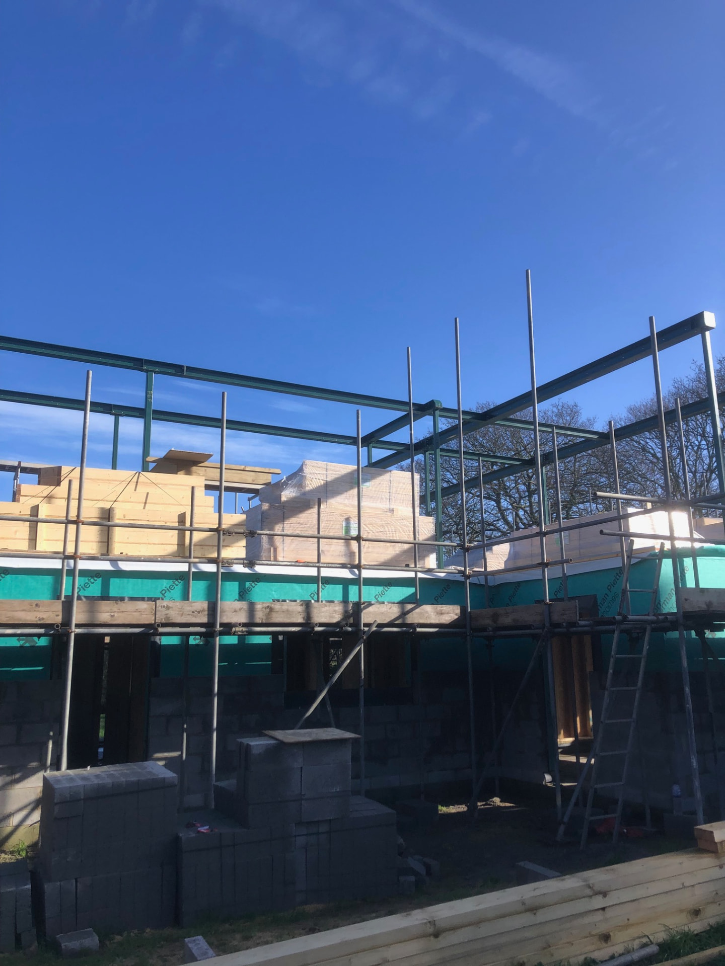 Structural steelwork and timber deliveries on the newbuild during construction